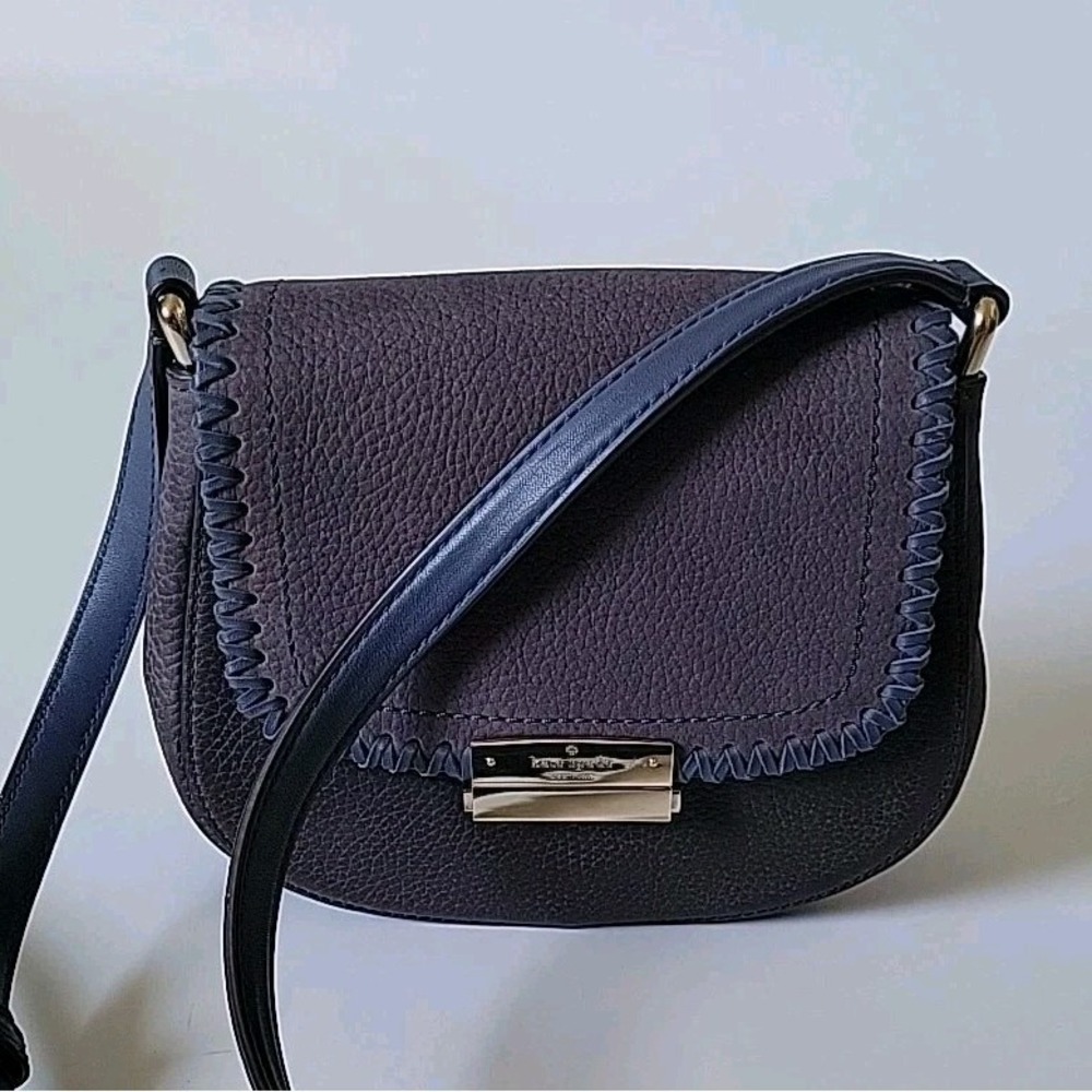 Kate Spade Adalise Crossbody‎ Saddlebag Purple Pebbled Leather Chic Elevated